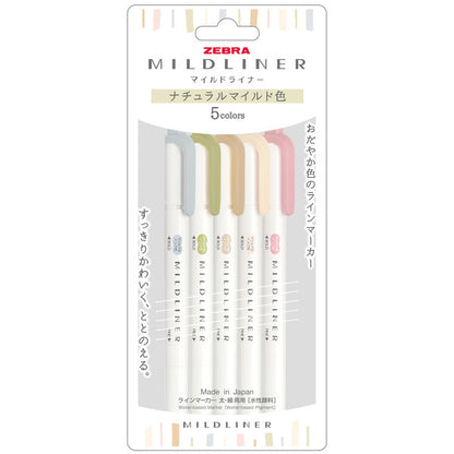 Zebra Mildliner Dual Tip Highlighter - 5 Color Sets