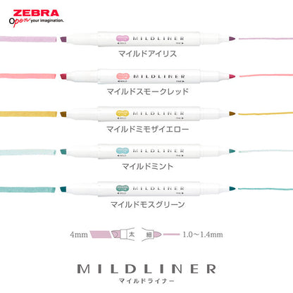 Zebra Mildliner Dual Tip Highlighter - 5 Color Sets