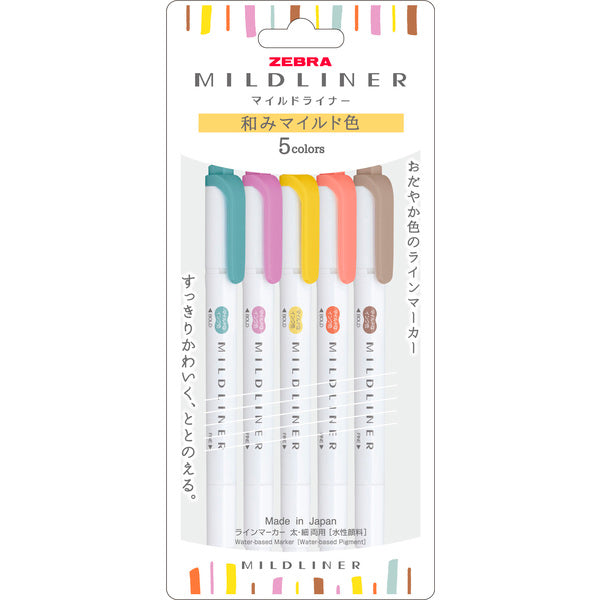 Zebra Mildliner Dual Tip Highlighter - 5 Color Sets