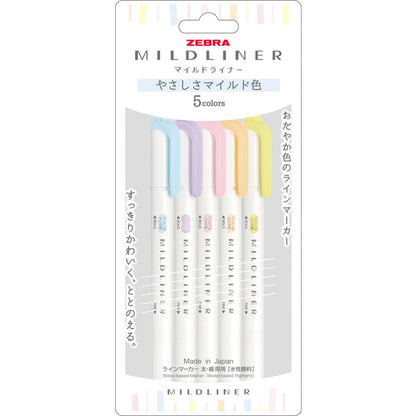 Zebra Mildliner Dual Tip Highlighter - 5 Color Sets