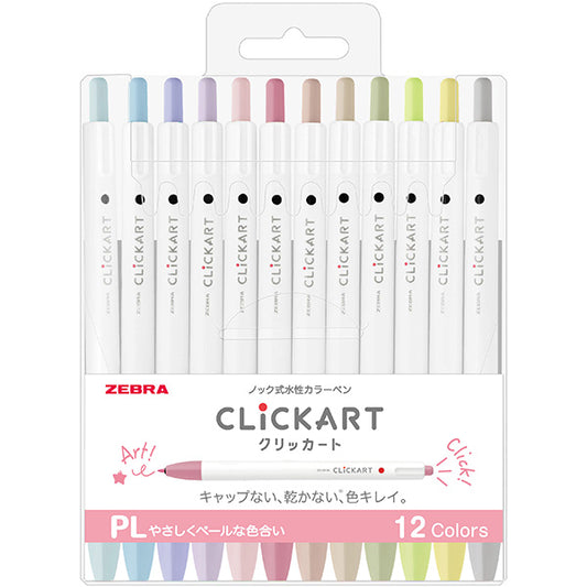 Zebra Clickart Retractable Marker - Pale Colors