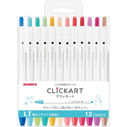 Zebra Clickart Retractable Marker - Bright and Light Colors