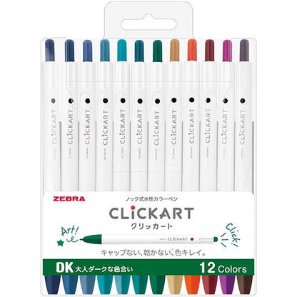 Zebra Clickart Retractable Marker - Dark Colors
