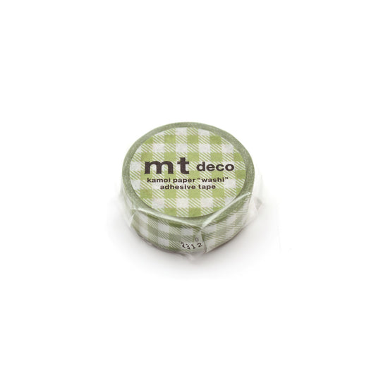 MT Washi Tape - Gingham Check - Light Moss Green (15mm)
