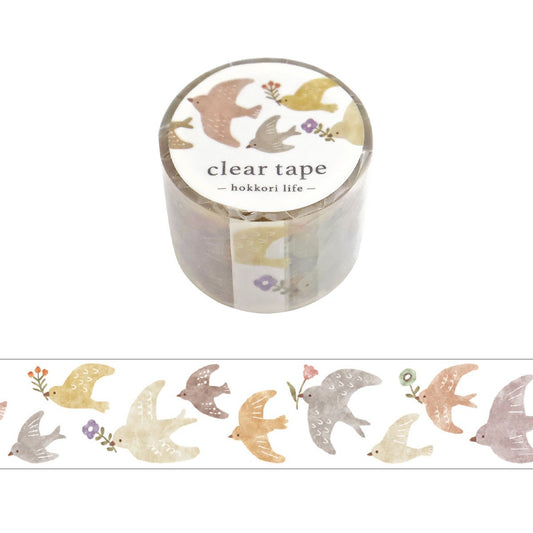 Mind Wave Clear Tape - Hokkori Life - Bird (30mm)