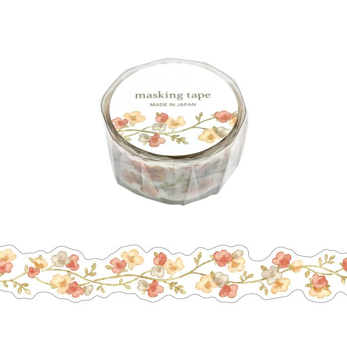 Mind Wave Palette Series Die Cut Masking Tape - Orange Flowers (18mm)