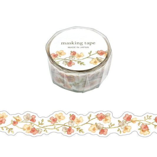 Mind Wave Palette Series Die Cut Masking Tape - Orange Flowers (18mm)