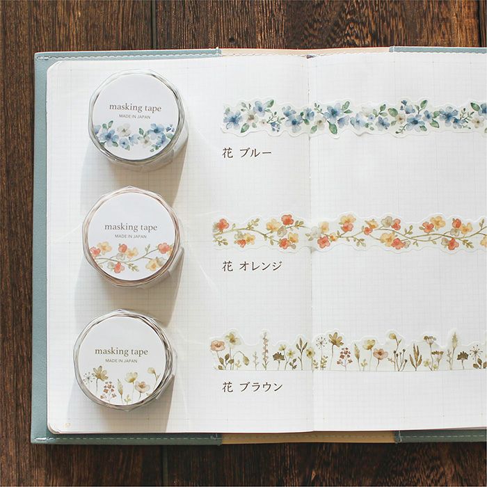 Mind Wave Palette Series Die Cut Masking Tape - Orange Flowers (18mm)