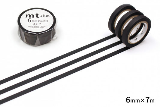 MT Washi Tape - Slim - Black (3 Pack)