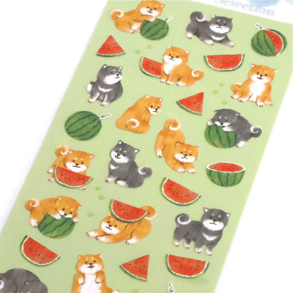 Mind Wave Stickers - Summer - Shiba Inu and Watermelon
